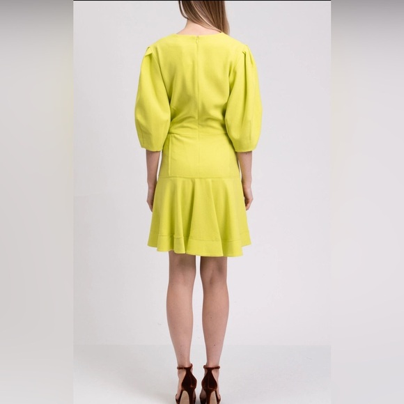 Jonathan Simkhai Kayleigh Ripple Crepe Mini Dress in Lime Size 10 NWT - Picture 2 of 8